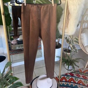 LOFT Chocolate Brown Faux Suede Leggings Size S